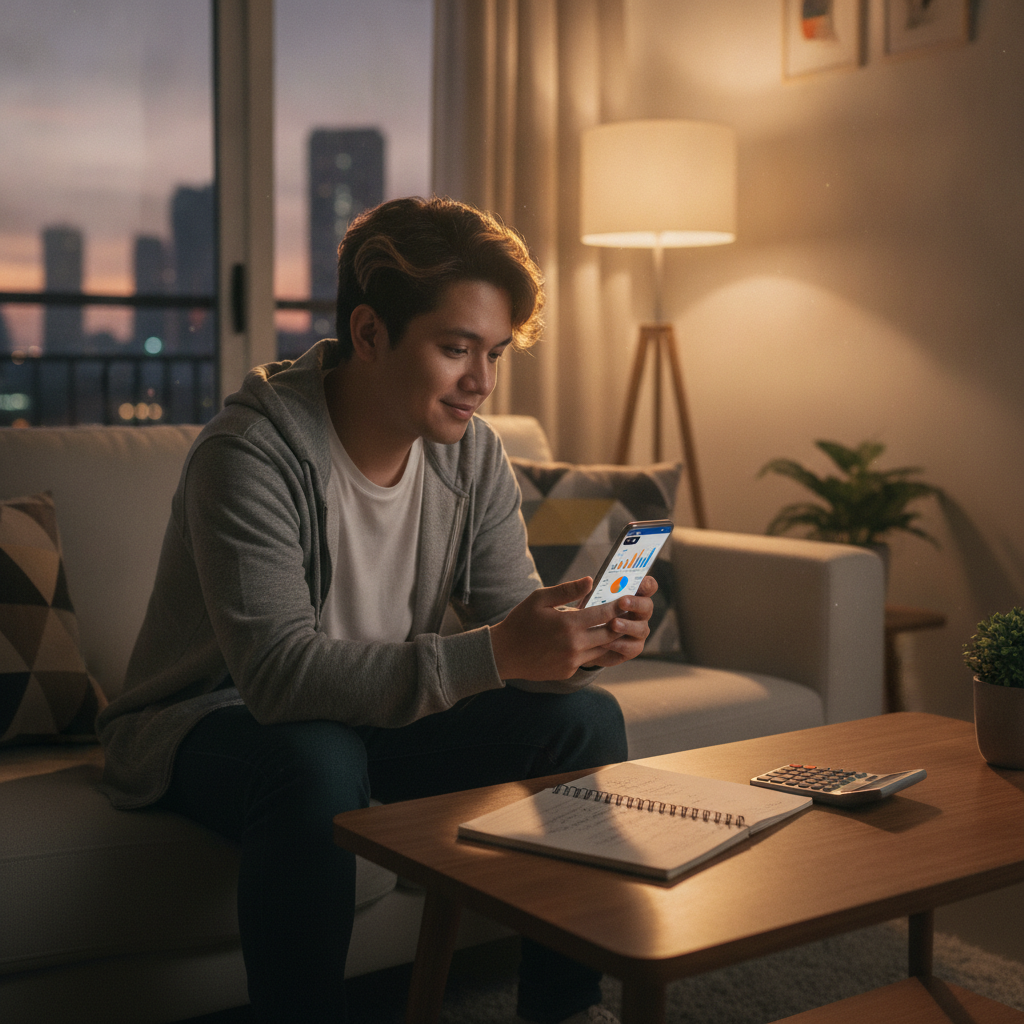 Filipino player comparing casino bonus offers on mobile phone at home